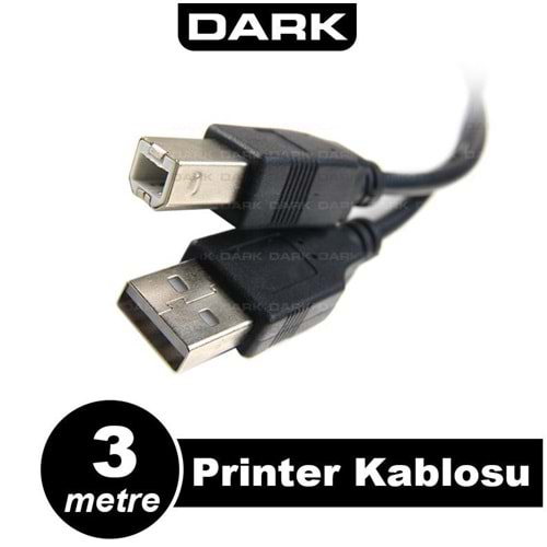 DARK DK-CB-USB2PRNL300 3 Mt USB 2.0 Yazıcı ve Data Kablosu (B-Tip)