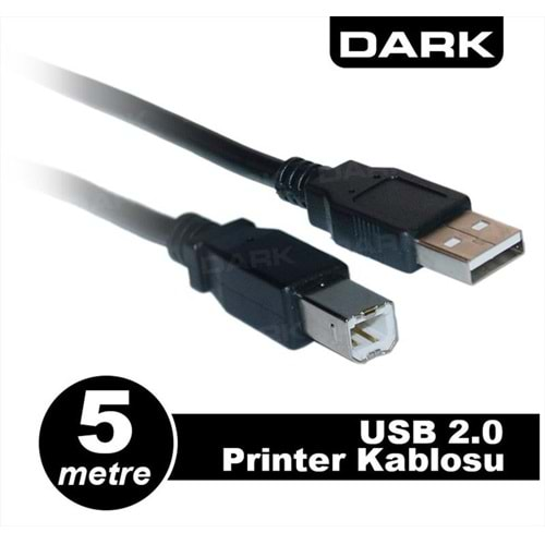 DARK DK-CB-USB2PRNL500 5 Mt USB 2.0 Yazıcı ve Data Kablosu (B-Tip)