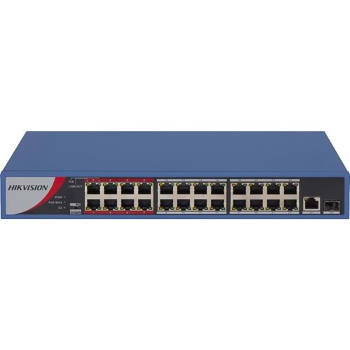 HIKVISION DS-3E0326P-E/M(B) 24 Port 10/100 Yönetilemez +1 Port Gb. 1 SFP 24 Adet Poe 230W Metal Kasa