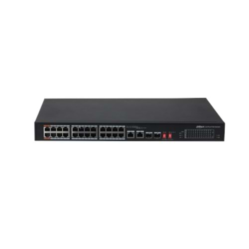 DAHUA PFS3226-24ET-240 24 Port 10/100 Yönetilemez 2xCombo + 2xSFP 24 Adet Poe 240W Metal Kasa