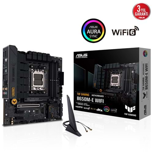 ASUS TUF GAMING B650M-E WIFI B650 DDR5 (Vga Yok) GLan 2.5G mATX HD DP US3 WIFI BT M2 TYP-C RGB AM5 AMD Anakart