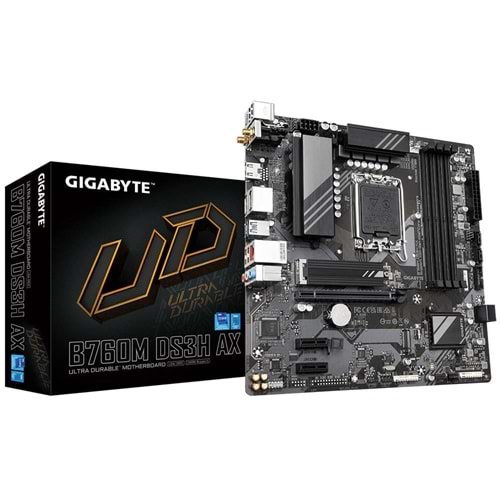 GIGABYTE B760M DS3H AX B760 DDR5 (Vga Yok) GLan 2.5G mATX HD DP TYP-C M2 WIFI BT RGB 1700p Anakart