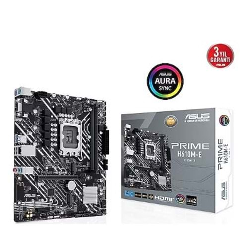 ASUS PRIME H610M-E-CSM H610 DDR5 Vga GLan mATX HD DP M2 RGB US3.2 1700p Anakart