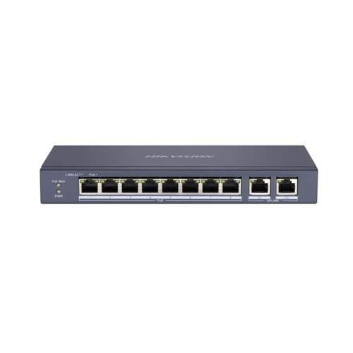 HIKVISION DS-3E0310P-E/M 8+2 10/100 Yönetilemez +2 Port Gb. 8 port poe 65W Metal Kasa