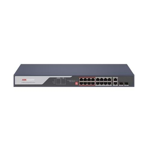 HIKVISION DS-3E0318P-E(C) 16+2+2 10/100 Yönetilemez +2 Port Gb. 2 SFP 16 PORT POE 225W Metal Kasa