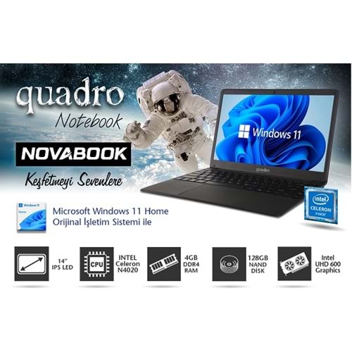 QUADRO NovaBook GN15-140P-CJ N4020 4GB 128GB SSD O/B Intel UHD 14