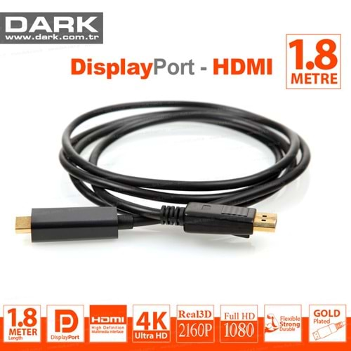 DARK DK-CB-DPXHDMIL180 Display TO HDMI 1.8m Kablo