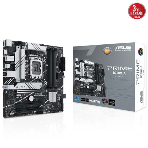 ASUS PRIME B760M-A-CSM B760 DDR5 (Vga Yok) GLan 2.5G ATX HD DP USB32 M2 AURA 1700p Anakart