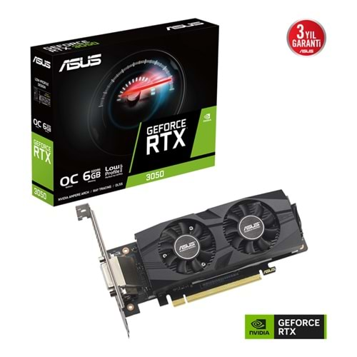 ASUS RTX3050-O6G-LP-BRK 6GB Geforce RTX3050 GDDR6 96bit HDMI DVI/DP 16x Ekran Kartı (Low Profil)