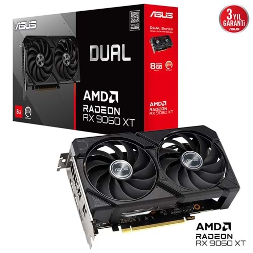 ASUS DUAL-RX9060XT-8G 8GB AMD RX9060XT GDDR6 128bit 2xDP 1xHDMI 16x Ekran Kartı