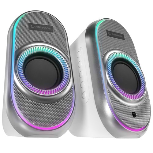 RAMPAGE RMS-X3 Bluetooth 2x3W Beyaz RGB Işıklı Gaming Hoparlör