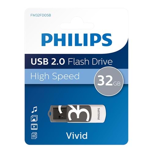 PHILIPS FM32FD05B/00 32GB USB2.0 Gri/Beyaz USB Bellek