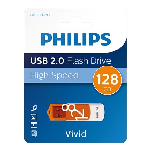 PHILIPS FM12FD05B/00 128GB USB2.0 Turuncu/Beyaz USB Bellek