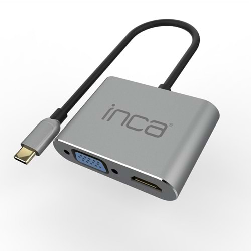 INCA ITPC-06T USB C 4'ü 1 Arada Adaptör USB C – HDMI+VGA+USB Güç Dağıtım Adaptörü