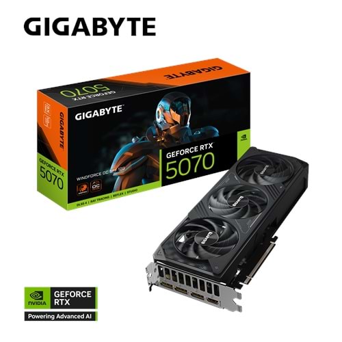 GIGABYTE RTX5070 GV-N5070WF3OC-12GD 12GB Geforce RTX5070 GDDR7 192bit HDMI 3xDP 16x Ekran Kartı