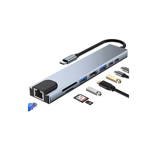 NVC 8 Port HDMI, USB 3.0, SD/TF Ethernet Çoklyaıcı