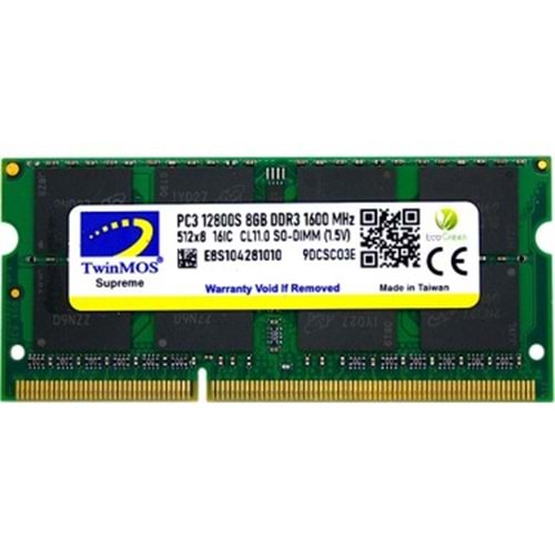 TWINMOS MDD38GB1600N 8GB DDR3 1600Mhz Notebook Bellek