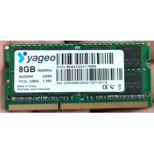 RAM_NB-YAGEO 8GB DDR3 1600MHZ NOTEBOOK RAM 1.35V