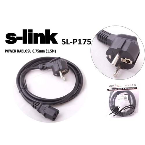 S-LINK SL-P175 1.5 Mt 0.75mm Lüks Kalın PC Power Kablosu