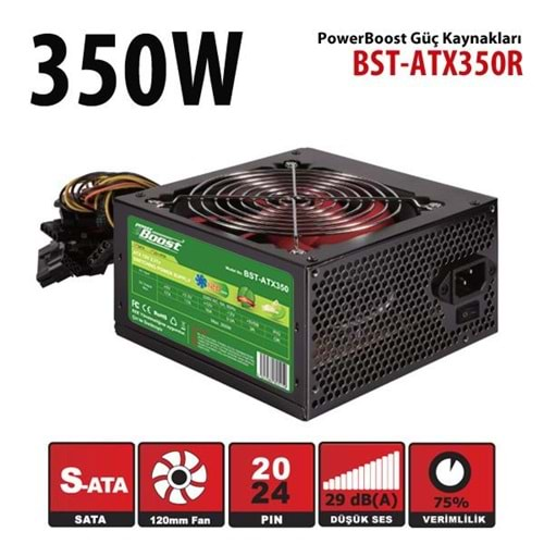 POWER BOOST BST-ATX350R 350W Siyah 12cm Fanlı Power Supply