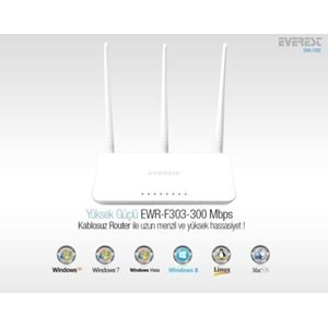 EVEREST EWR-F303 4 Port 300mbps 3xAnten Kablosuz Router