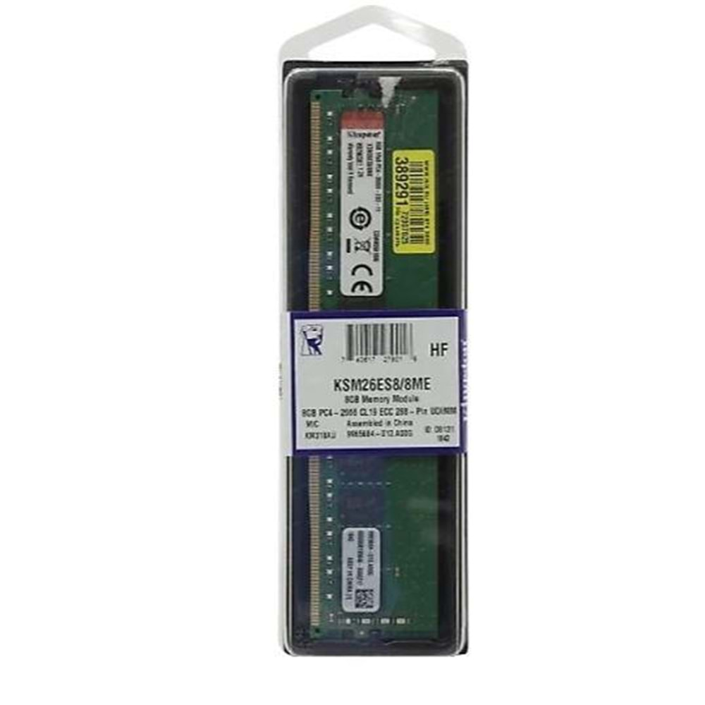 KINGSTON KSM26ES8/8HD 8GB DDR4 2666Mhz ECC Server Belleği