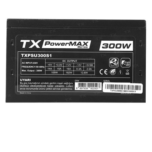 TX TXPSU300S1 300W Siyah Power Supply 2xSATA, 2xIDE