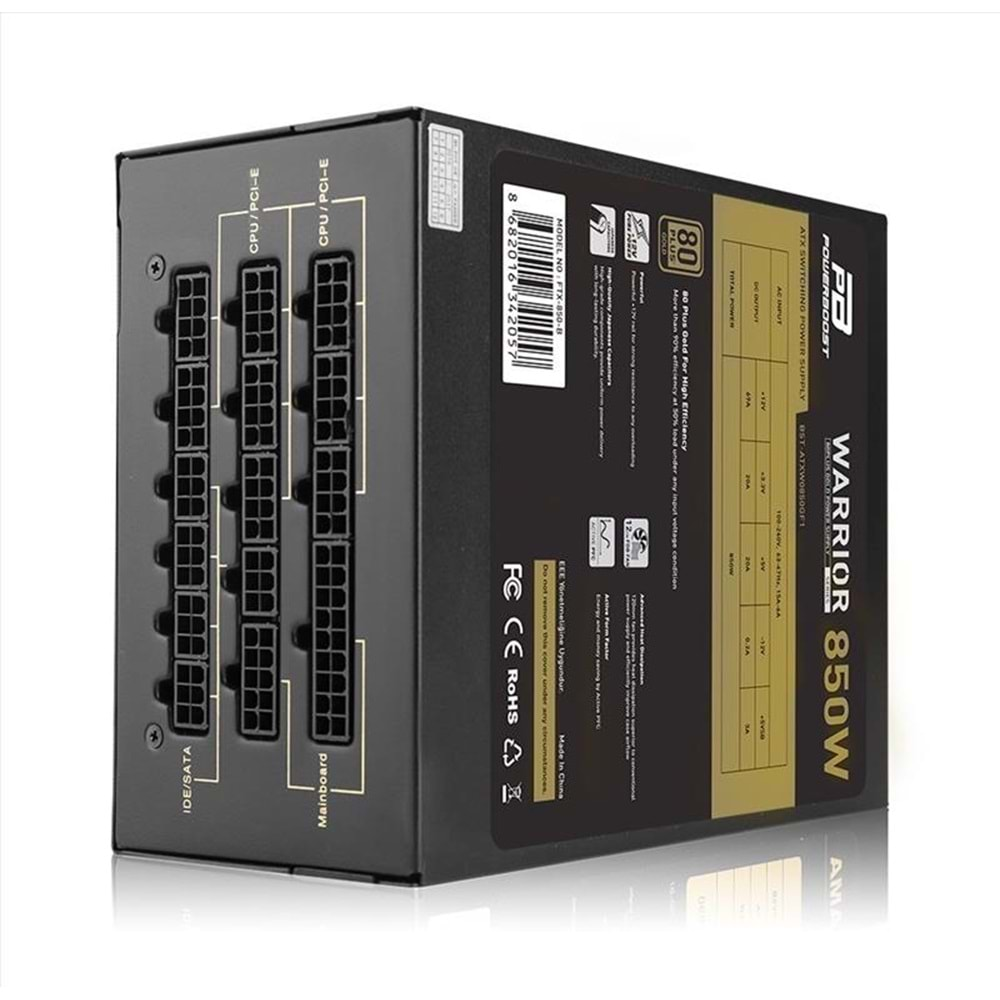 POWER BOOST BST-ATX0850GF1 WARRIOR 850W 80+Gold Full Modüler Power Supply