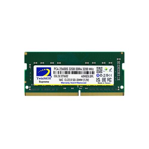 TWINMOS MDD432GB3200N 32GB (Tek Parça) DDR4 3200Mhz Notebook Bellek