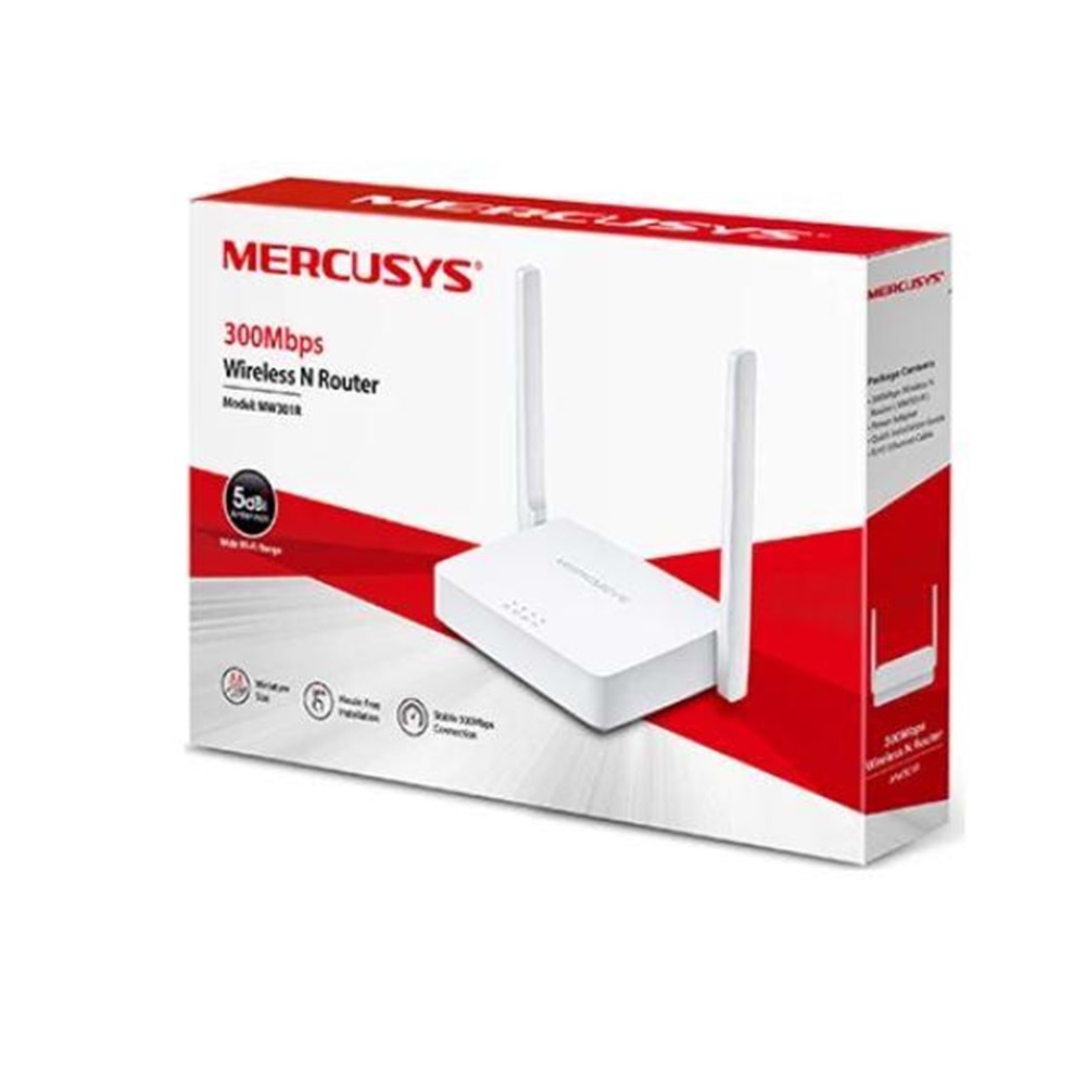 TP-LINK MERCUSYS MW301R 2xLAN, 1xWAN 300mbps 2x5dBi Anten Wi-Fi Router