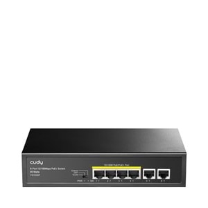 CUDY FS1006P 6 Port 10/100 Yönetilemez Desktop (4 Port Poe+) 60W (Tek portta 30W desteği) Switch