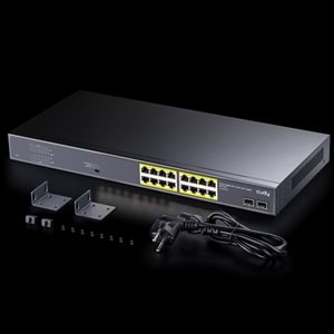 CUDY GS1020PS2 16 Port 10/100/1000 Yönetilemez 2 SFP (1GB) Rack mount (16 Port Poe+) 200W Switch