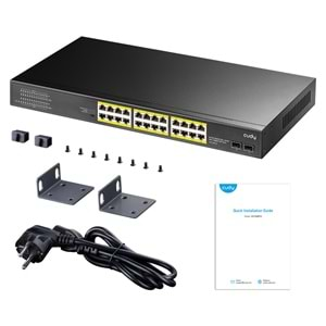 CUDY GS1028PS2 24 Port 10/100/1000 Yönetilemez 2 SFP (1GB) Rack mount (24 Port Poe+) 300W Switch