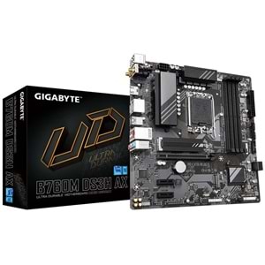 GIGABYTE B760M DS3H AX B760 DDR5 (Vga Yok) GLan 2.5G mATX HD DP TYP-C M2 WIFI BT RGB 1700p Anakart