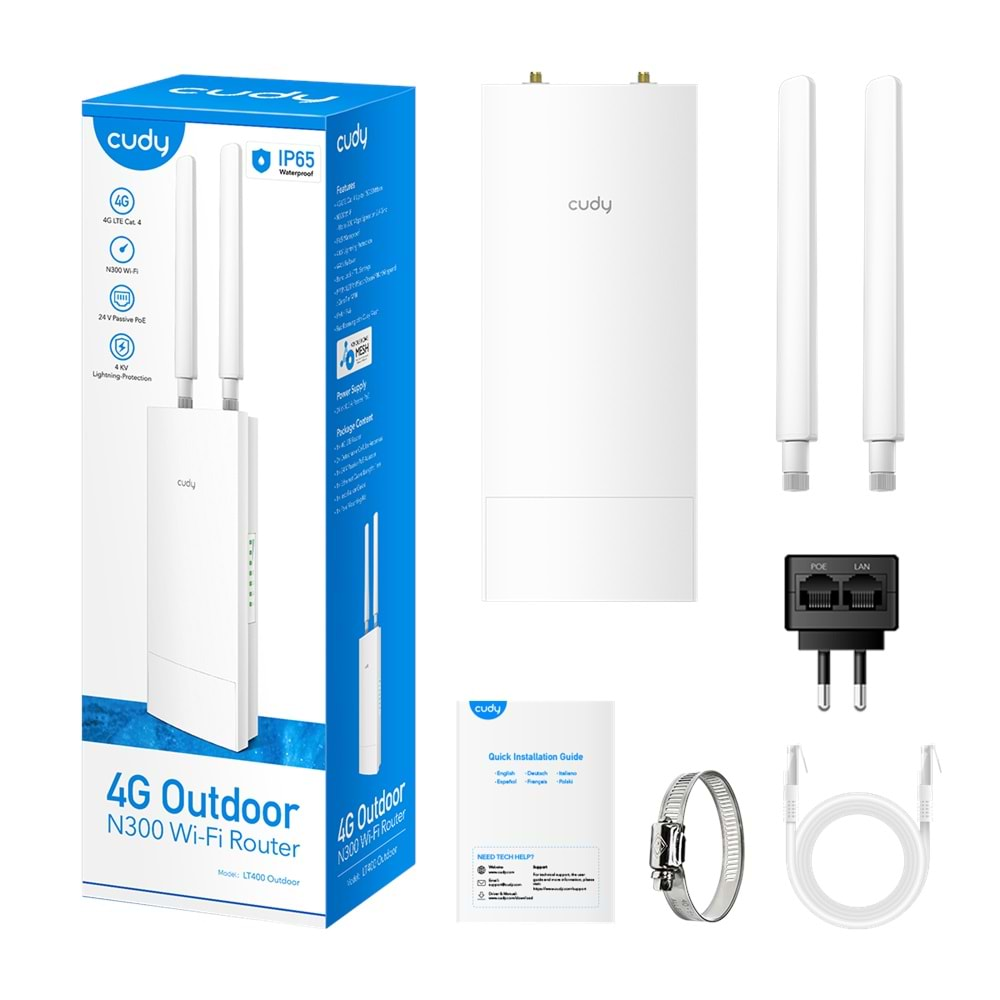 CUDY LT400 Outdoor_EU 1 Port 10/100Mbps 300mbps 4 Anten Outdoor 4G Router