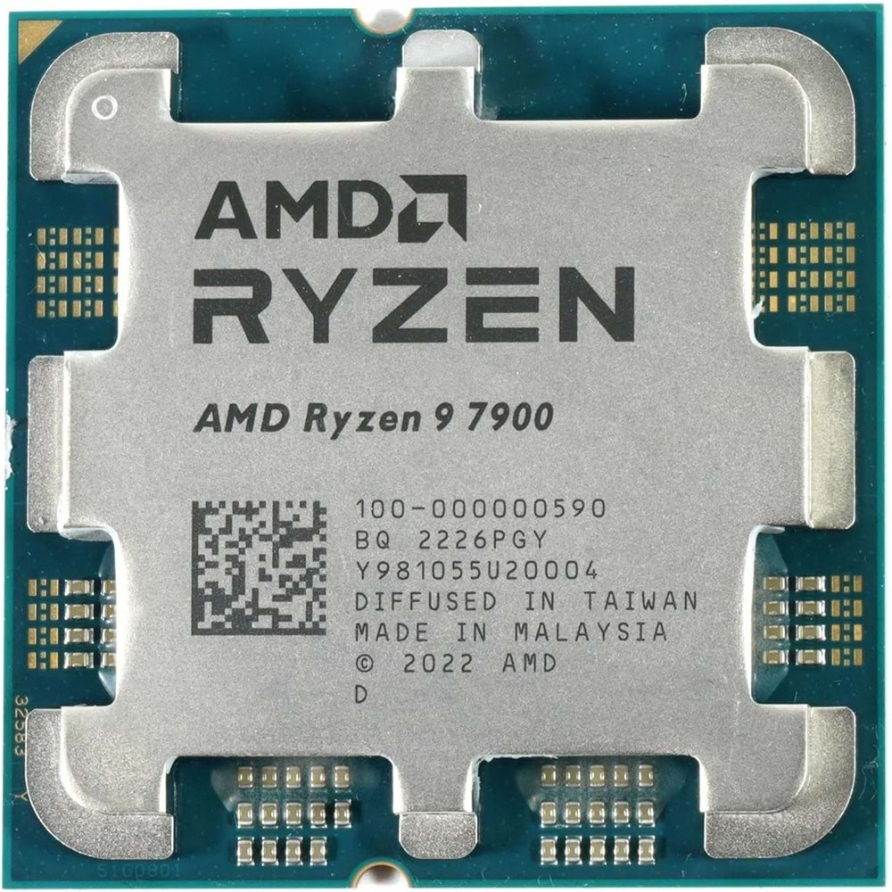 AMD Ryzen 9 7900 (12 Çekirdek) 3.7GHz ~ 5.40GHz 64mb AM5 İşlemci Tray (Fansız)