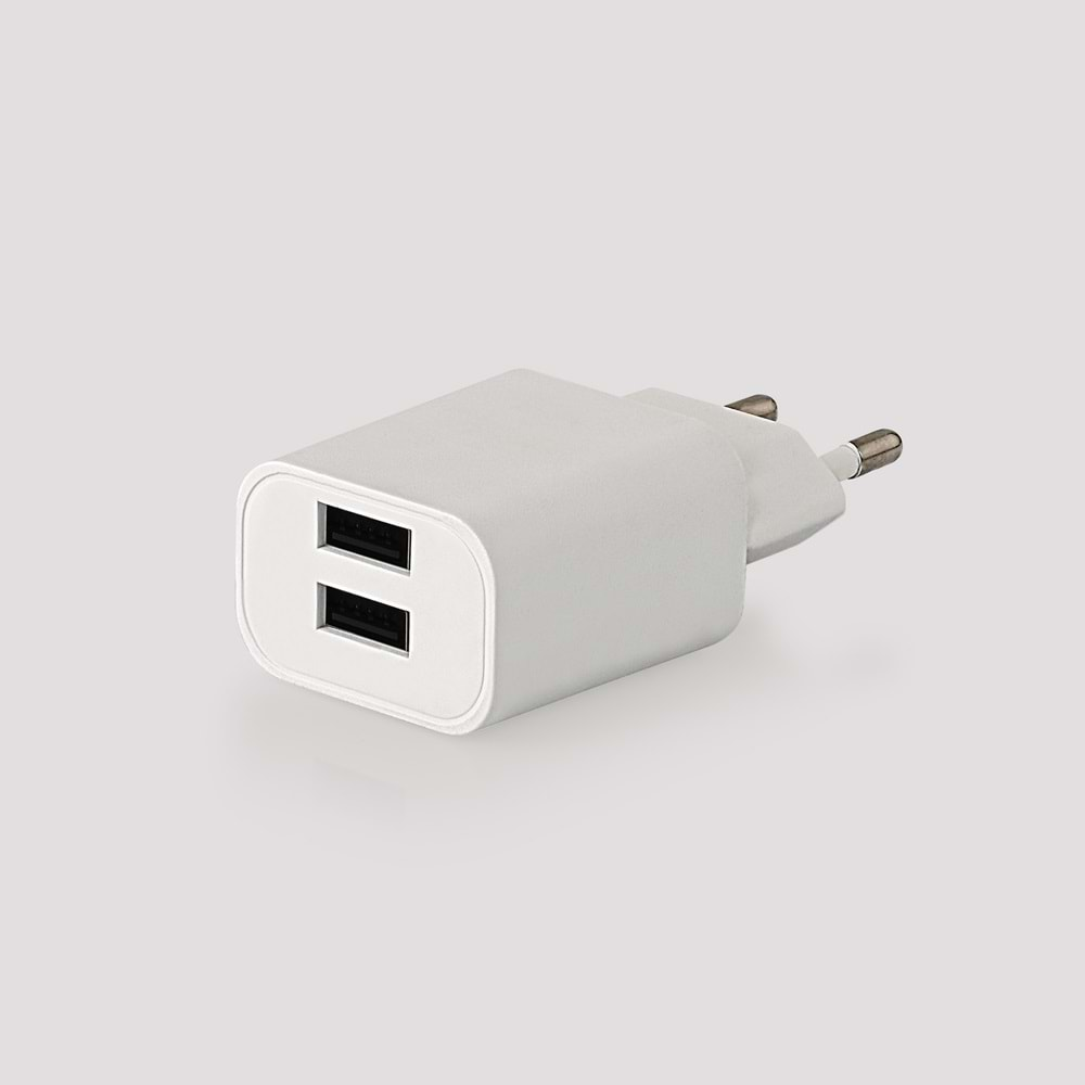 COMPAXE CTA-521D 10W 5V 2.1A ÇİFT USB ADAPTÖR Beyaz KABLOLU SET