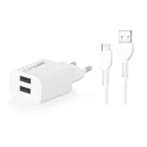 COMPAXE CTA-521D IU 10W 5V 2.1A ÇİFT USB ADAPTÖR Beyaz KABLOLU SET