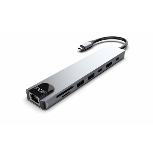 INCA ITPC-7T 8 Port Type-C Hub+Çevirici Aluminyum Çoklayıcı