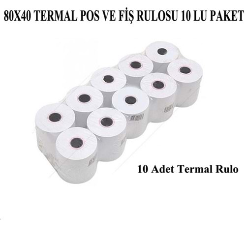 80X40 TERMAL POS VE FİŞ RULOSU 10 LU PAKET