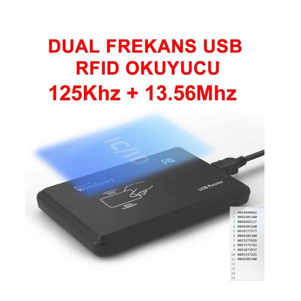MİFARE + PROXİMİTY ÇİFT FREKANS 13.56MHZ VE 125KHZ USB RFİD KART OKUYUCU